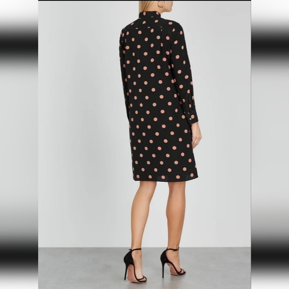Tory Burch Black Polka-Dot Silk Crepe De Chine Dress Size 0 - Picture 2 of 10